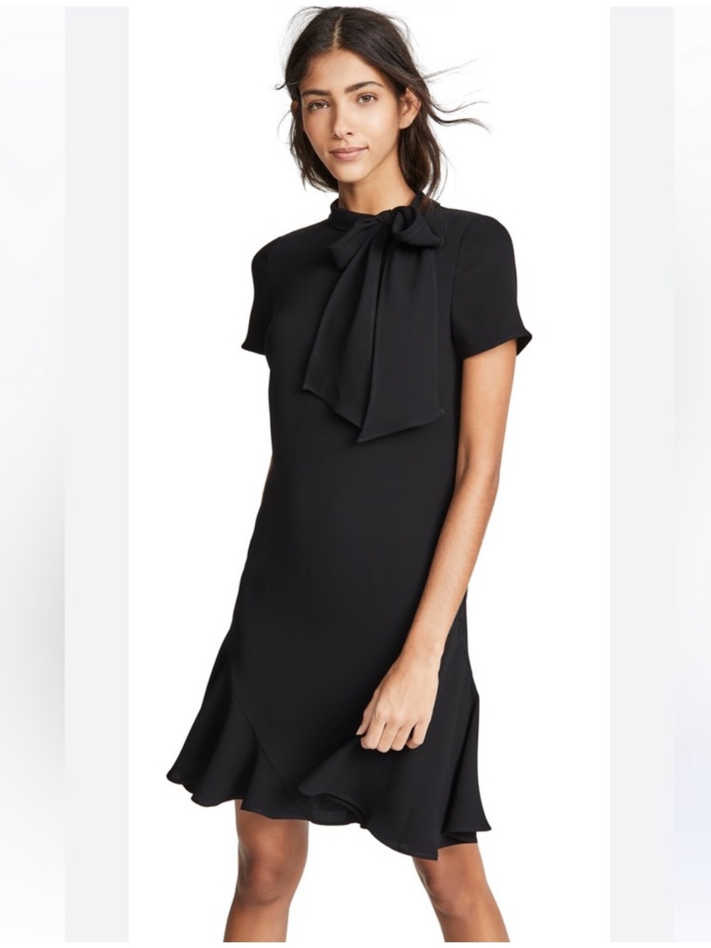Shoshanna bosher Black short Sleeve neck tie Mini Dress